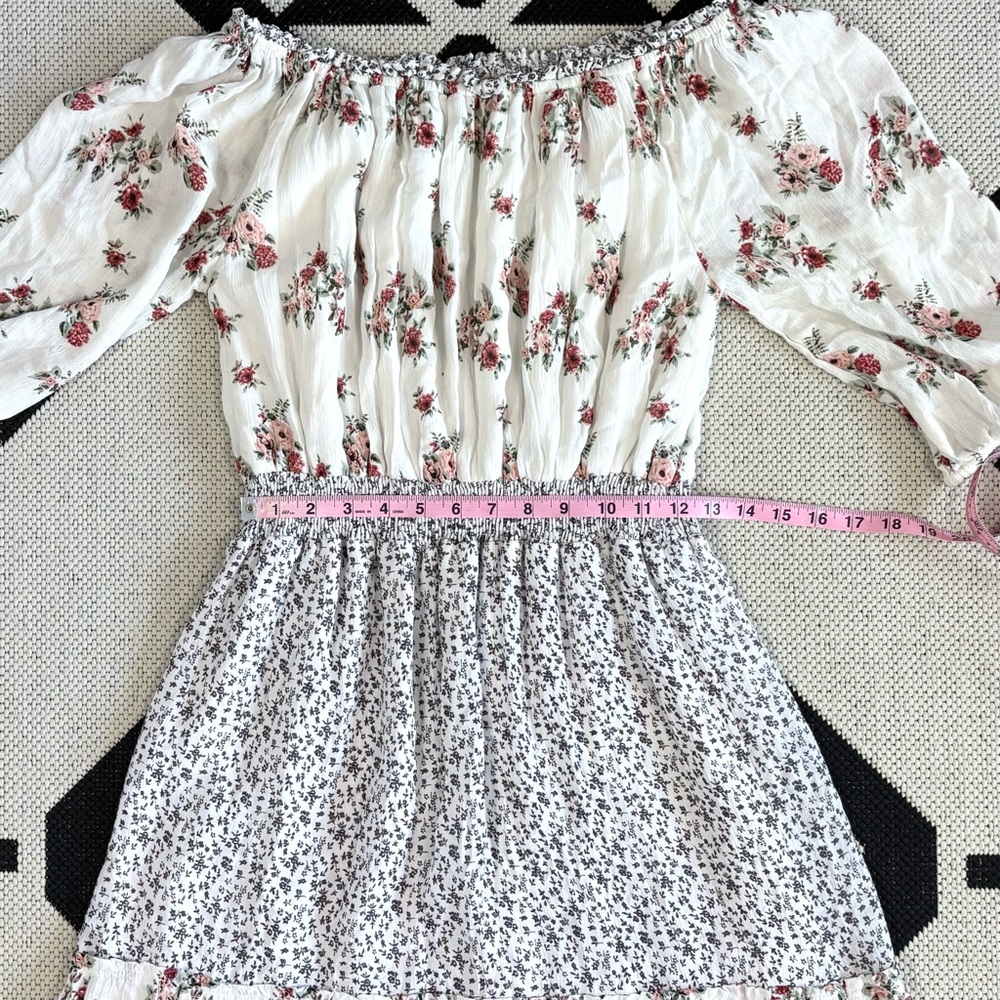 J Gee Off The Shoulder White Floral Maxi Dress Medium - Picture 4 of 10